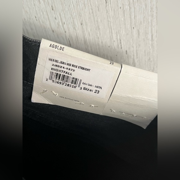 NWT Agolde Merrel Jean Mid Rise Straight Organic Cotton Black 23 - Picture 5 of 8